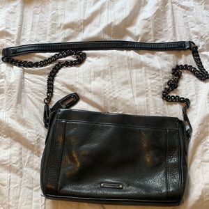 Leather black chain Rebecca mink off purse